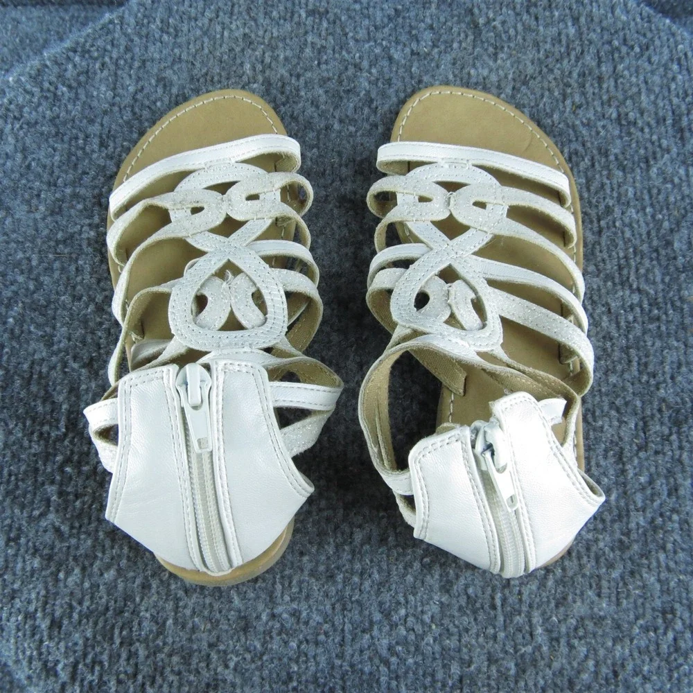 Self Esteem Youth Girls Strappy Shoes Size‎ 13 Medium White Synthetic Zip